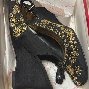 BCBGirls Black Raw Silk Heels